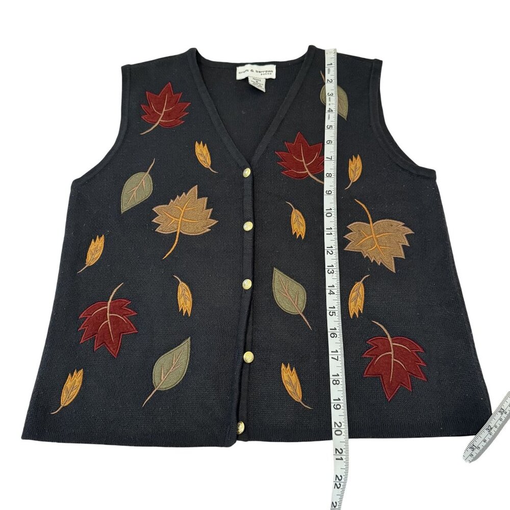Vintage Croft & Barrow Women's Gray Fall Leaves Sleeveless Sweater Vest Size M - Picture 5 of 7